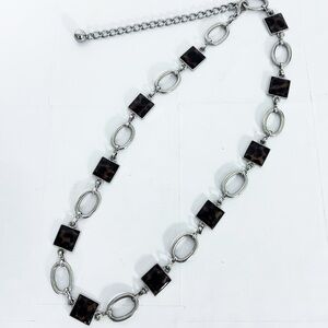 Vintage Women’s Size S/M Silver Tone Chain Link Belt Tortoise Square Oval Chain